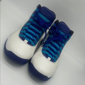 Men's White and Blue High-Top Sneakers